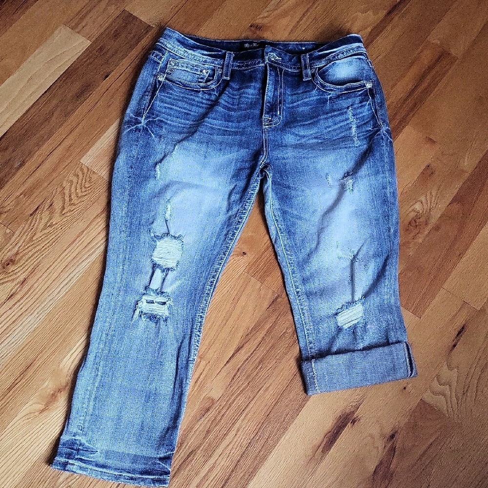 Miss Me Blue Distressed Ankle Jeans
